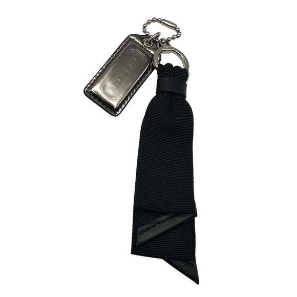 COACH Metallic Silver and Black Hangtag Bag Charm - Picture 1 of 4